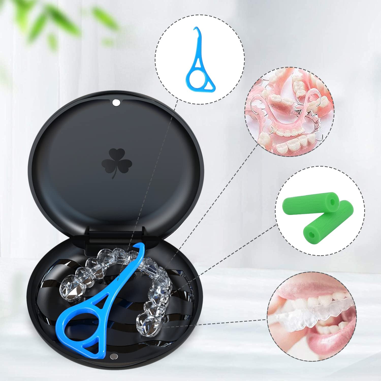 2 Pack Aligner and Retainer Case,  Slim Aligner Case Compatible with Invisalign, Mouth Guard Case, Orthodontic Case, Teeth Braces Case, Night Guard Case Container Storage Holder Black.