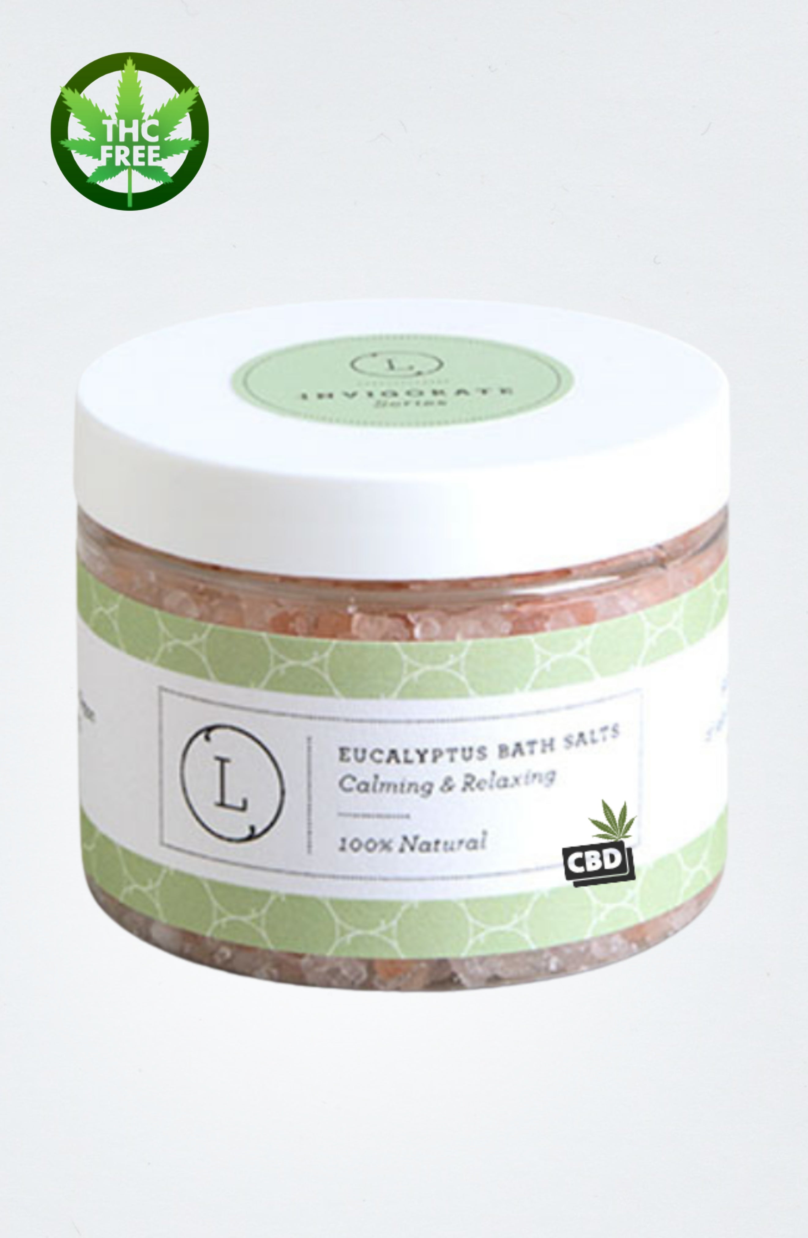 CBD Natural Eucalyptus Bath Salts with CBD, Calming and relaxing (THC free)