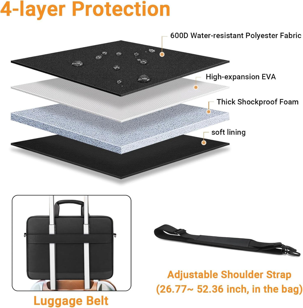 TECOOL Laptop Bag 17 17.3 Inch, Waterproof Laptop Case Sleeve Messenger Bag Brie